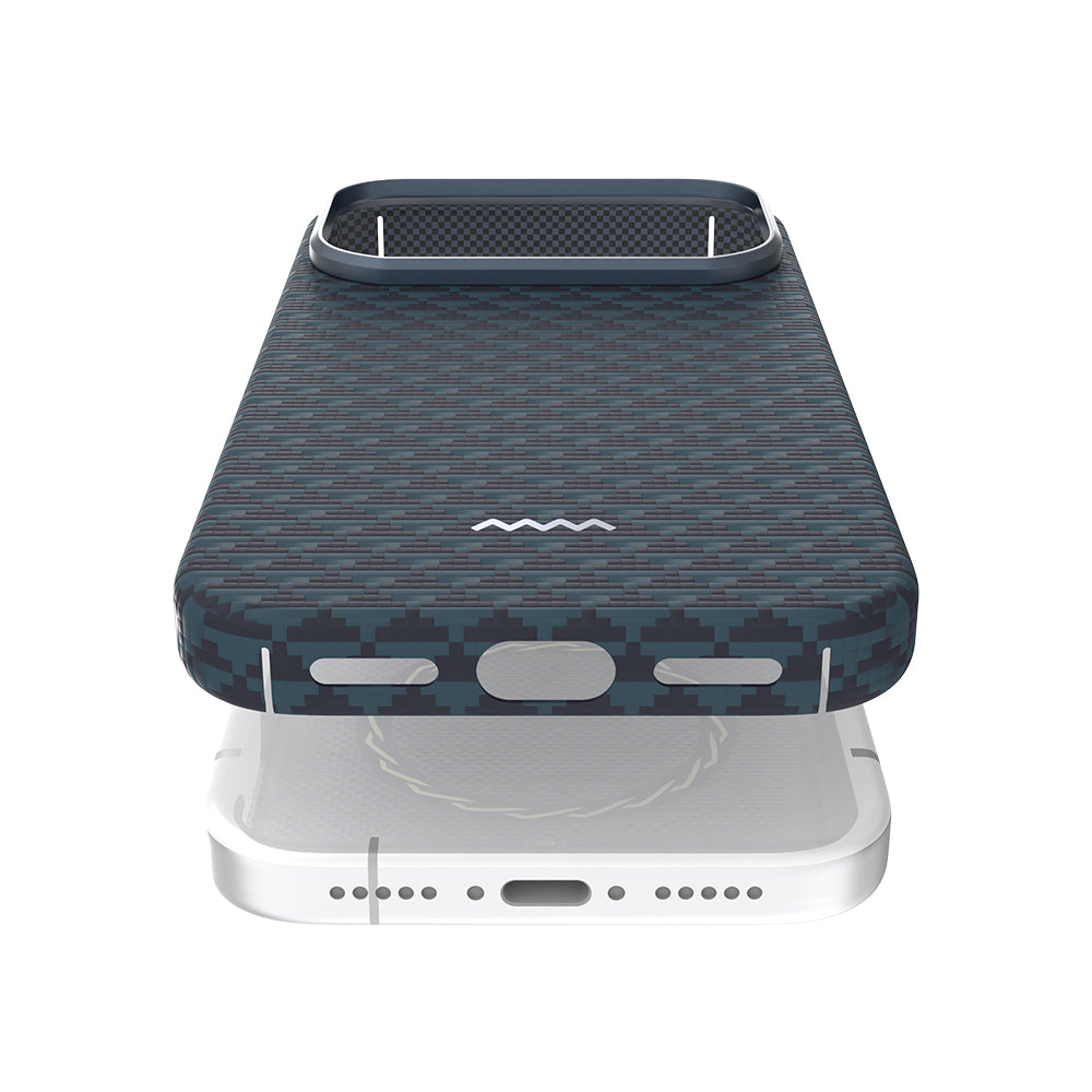 Apple iPhone 18 Pro Max Kılıf M-safe Şarj Özellikli Raptic Aramid Skin Origin Serisi Karbon Kapak