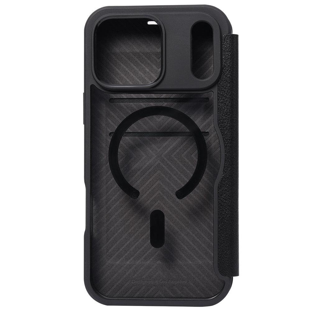 Apple iPhone 18 Pro Max Kılıf M-safe Şarj Özellikli Vegan Deri Tasarımlı Şeffaf Arka Yüzey Kartlıklı Raptic Urban Folio Serisi Kapak