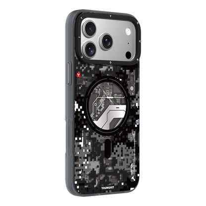 Apple iPhone 18 Pro Max Kılıf M-Safe Şarj Özellikli Youngkit Camouflage Sykell Serisi Kapak