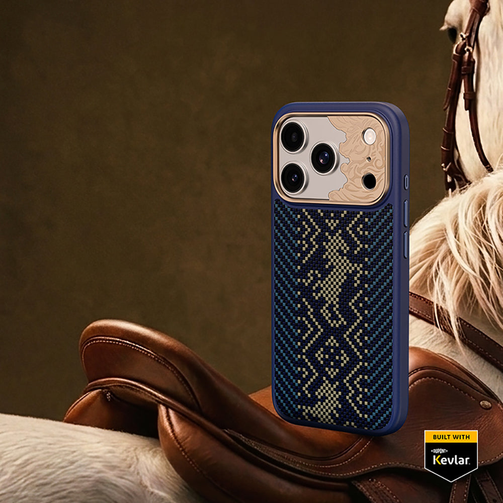 Apple iPhone 18 Pro Max Kılıf M-safe Şarj Özellikli Yükseltilmiş Kamera Çerçeveli Karbon Fiber Tasarımlı Benks Knight ArmorPro Kevlar Kapak