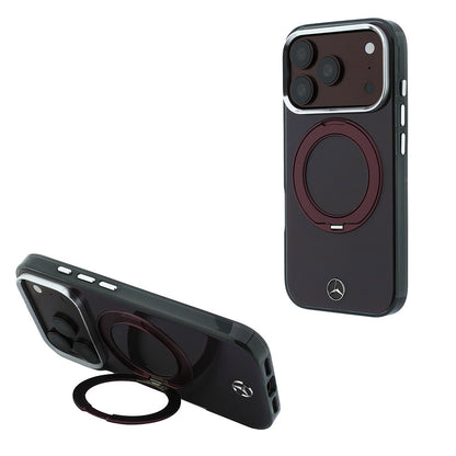 Apple iPhone 18 Pro Max Kılıf Mercedes Benz Orjinal Lisanslı M-safe Şarj Özellikli 360 Derece Dönebilen Standlı Metal Logolu Sert PC Kapak