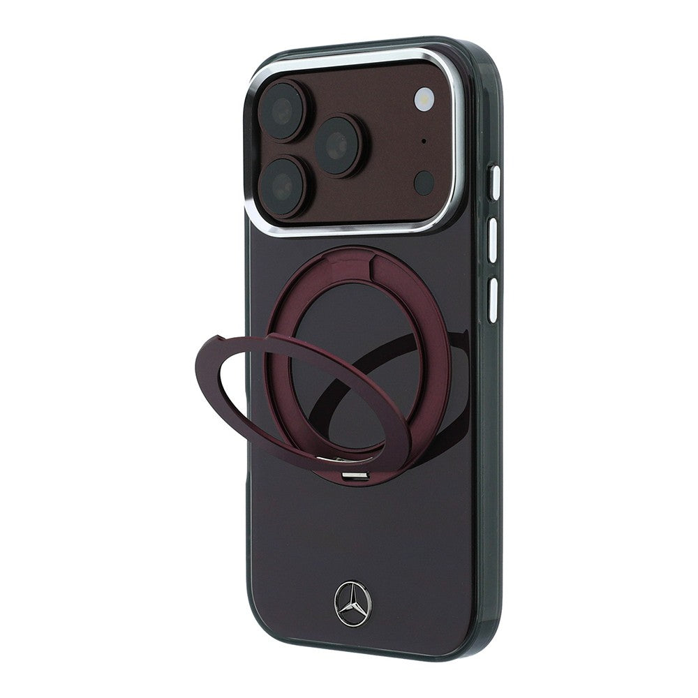 Apple iPhone 18 Pro Max Kılıf Mercedes Benz Orjinal Lisanslı M-safe Şarj Özellikli 360 Derece Dönebilen Standlı Metal Logolu Sert PC Kapak