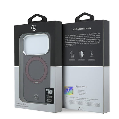 Apple iPhone 18 Pro Max Kılıf Mercedes Benz Orjinal Lisanslı M-safe Şarj Özellikli 360 Derece Dönebilen Standlı Metal Logolu Sert PC Kapak