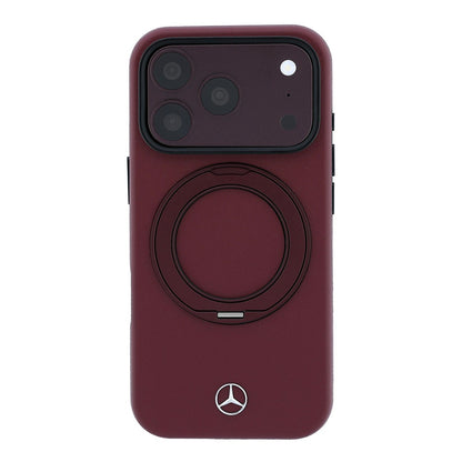 Apple iPhone 18 Pro Max Kılıf Mercedes Benz Orjinal Lisanslı M-safe Şarj Özellikli 360 Derece Dönebilen Standlı PU Metal Logolu Kapak