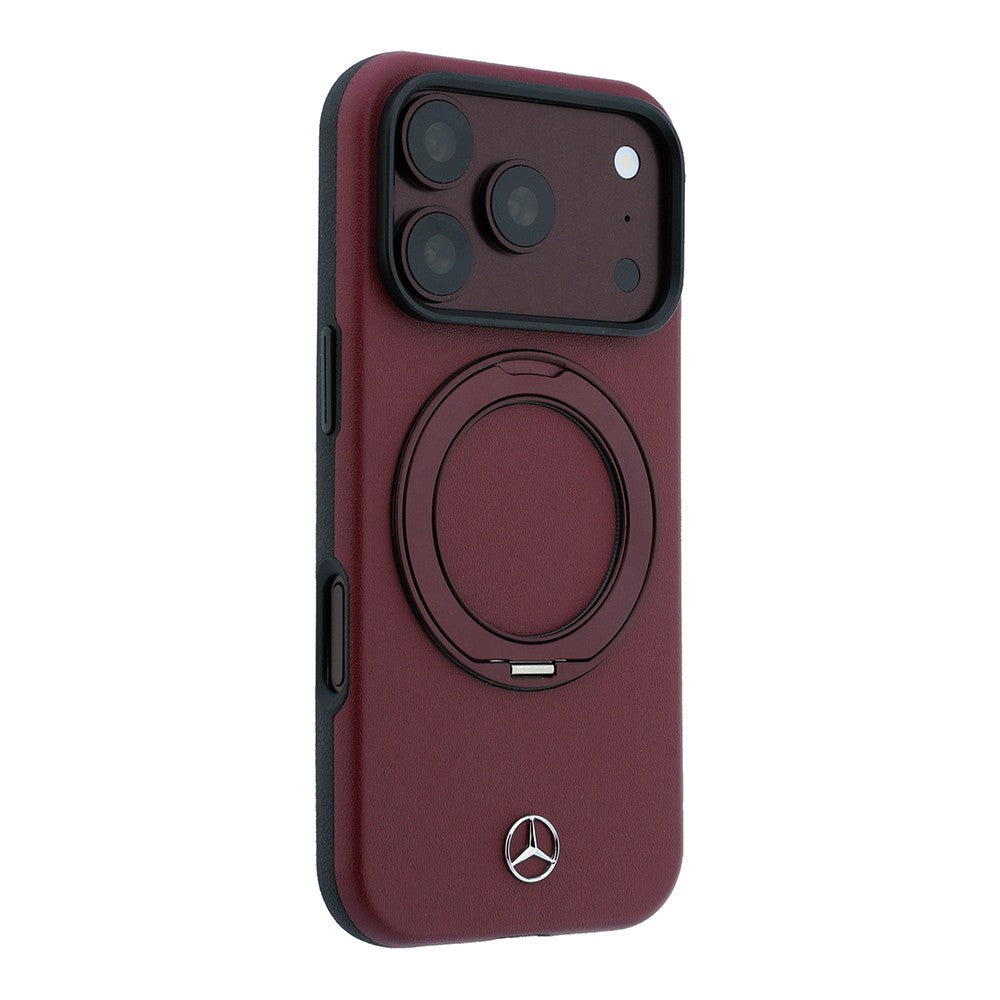Apple iPhone 18 Pro Max Kılıf Mercedes Benz Orjinal Lisanslı M-safe Şarj Özellikli 360 Derece Dönebilen Standlı PU Metal Logolu Kapak