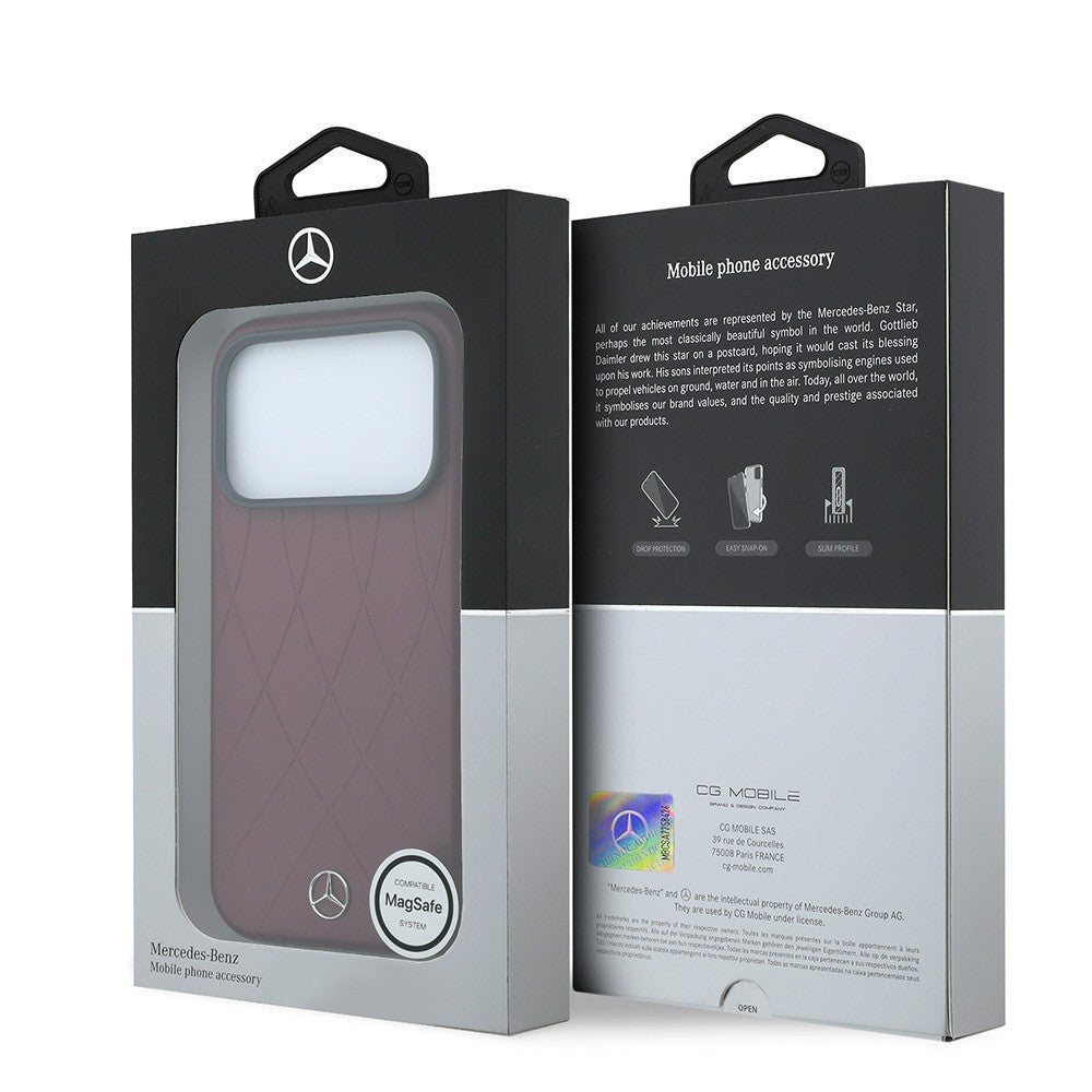 Apple iPhone 18 Pro Max Kılıf Mercedes Benz Orjinal Lisanslı M-safe Şarj Özellikli 3D Metal Logolu Crossed Lines Kapak