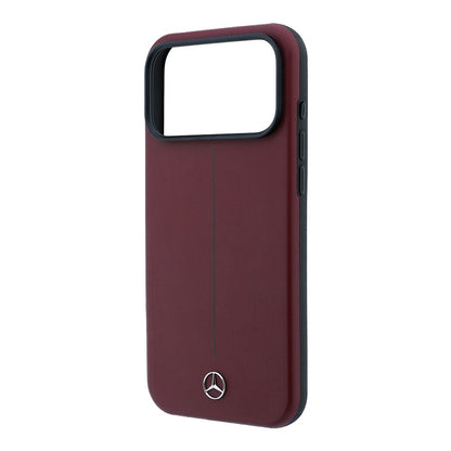Apple iPhone 18 Pro Max Kılıf Mercedes Benz Orjinal Lisanslı M-safe Şarj Özellikli Metal Yıldız Logolu Çizgili Deri Kapak