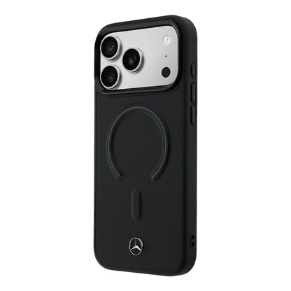 Apple iPhone 18 Pro Max Kılıf Mercedes Benz Orjinal Lisanslı M-safe Şarj Özellikli Metal Yıldız Logolu Kabartmalı Deri Kapak