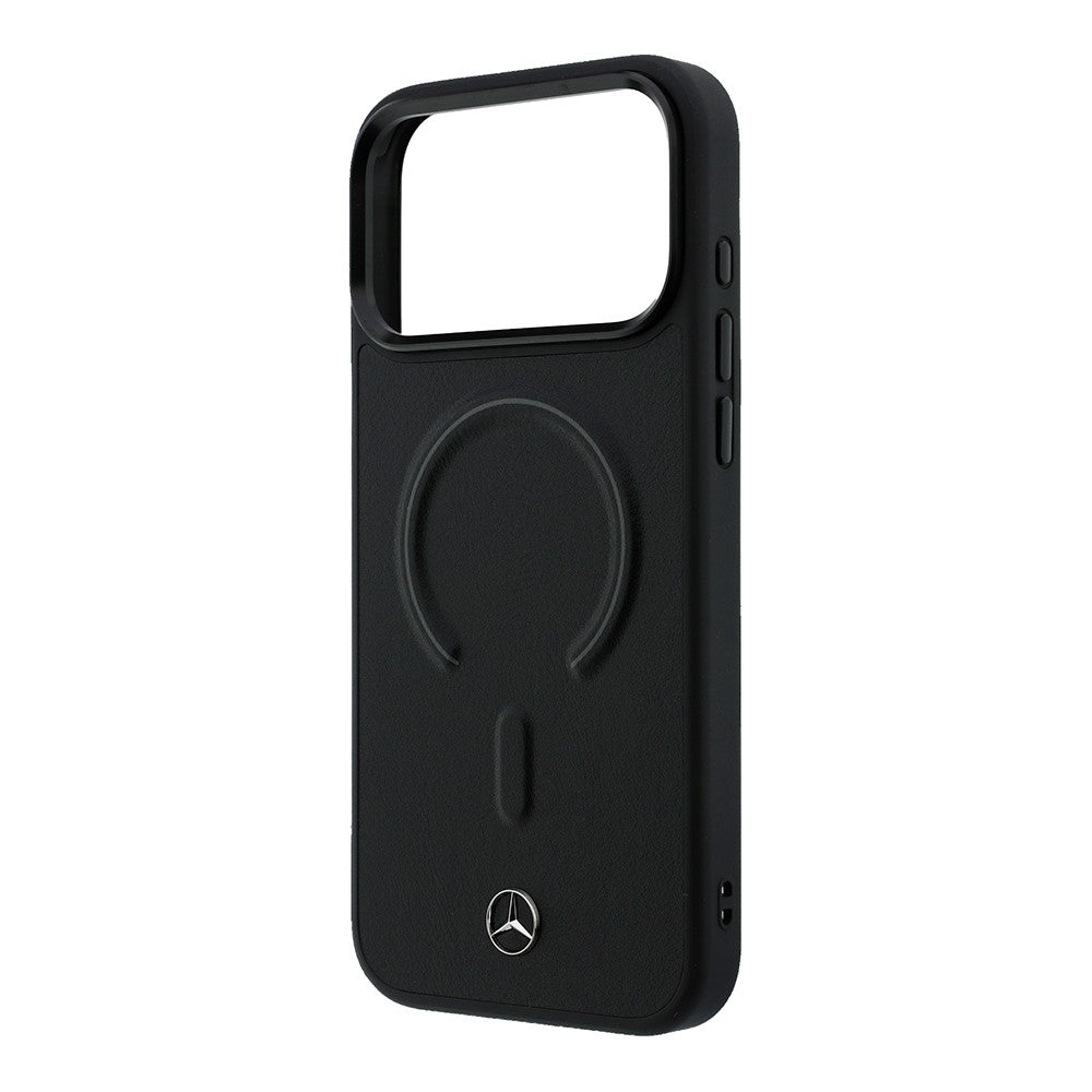 Apple iPhone 18 Pro Max Kılıf Mercedes Benz Orjinal Lisanslı M-safe Şarj Özellikli Metal Yıldız Logolu Kabartmalı Deri Kapak