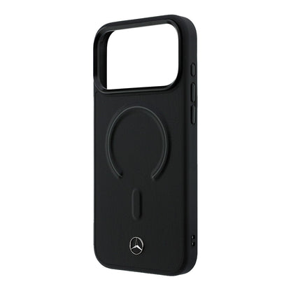 Apple iPhone 18 Pro Max Kılıf Mercedes Benz Orjinal Lisanslı M-safe Şarj Özellikli Metal Yıldız Logolu Kabartmalı Deri Kapak