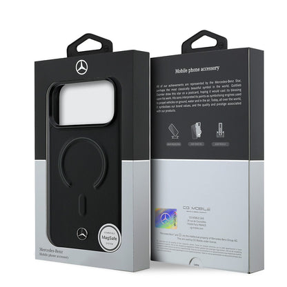 Apple iPhone 18 Pro Max Kılıf Mercedes Benz Orjinal Lisanslı M-safe Şarj Özellikli Metal Yıldız Logolu Kabartmalı Deri Kapak
