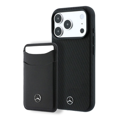 Apple iPhone 18 Pro Max Kılıf Mercedes Benz Orjinal Lisanslı M-safe Şarj Özellikli PU Deri 3D Metal Logolu Kartlıklı Kapak