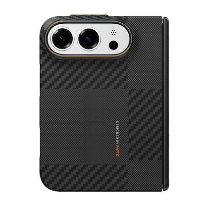 Apple iPhone Duo Kılıf M-safe Şarj Özellikli Metal Kamera Çerçeveli Raptic Aramid SkinPro Mondrian Serisi Karbon Kapak
