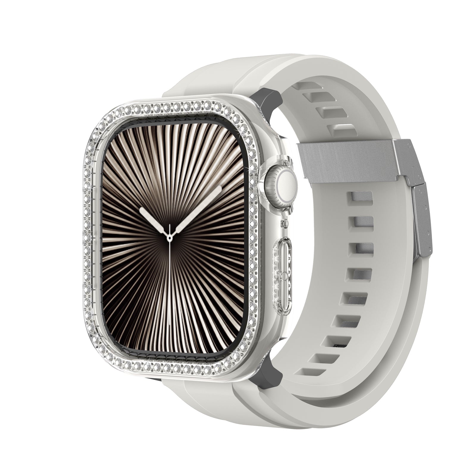 Apple Watch 10 42mm Amazingthing Gleam Fit FullGuard Taşlı Sert PC Kasa ve Ekran Koruyucu