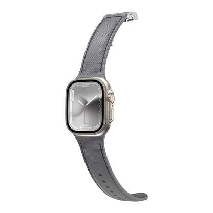 Apple Watch 7 45mm Amazingthing Titan Swift Deri Dokulu Silikon Kordon