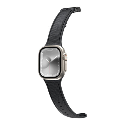 Apple Watch 7 45mm Amazingthing Titan Swift Deri Dokulu Silikon Kordon
