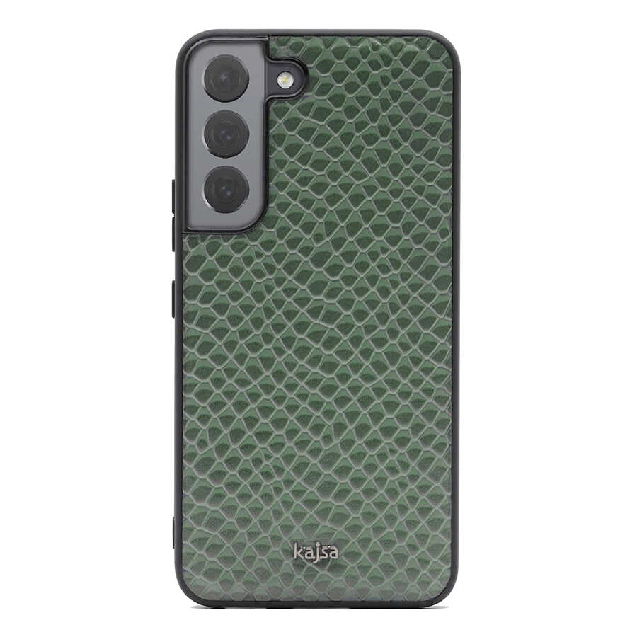 Galaxy S22 Kılıf Kajsa Pearl Pattern Hakiki Deri Kapak