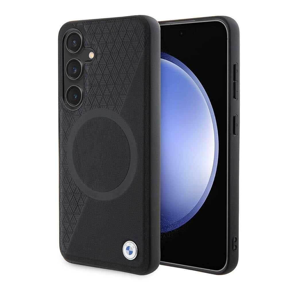 Galaxy S24 Kılıf BMW Orjinal Lisanslı M-safe Şarj Özellikli Yarım Dokulu Circle Leather Kapak