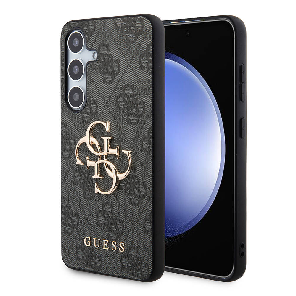 Galaxy S24 Kılıf Guess Orjinal Lisanslı PU Deri Yazı ve 4G Metal Logolu Desenli Kapak