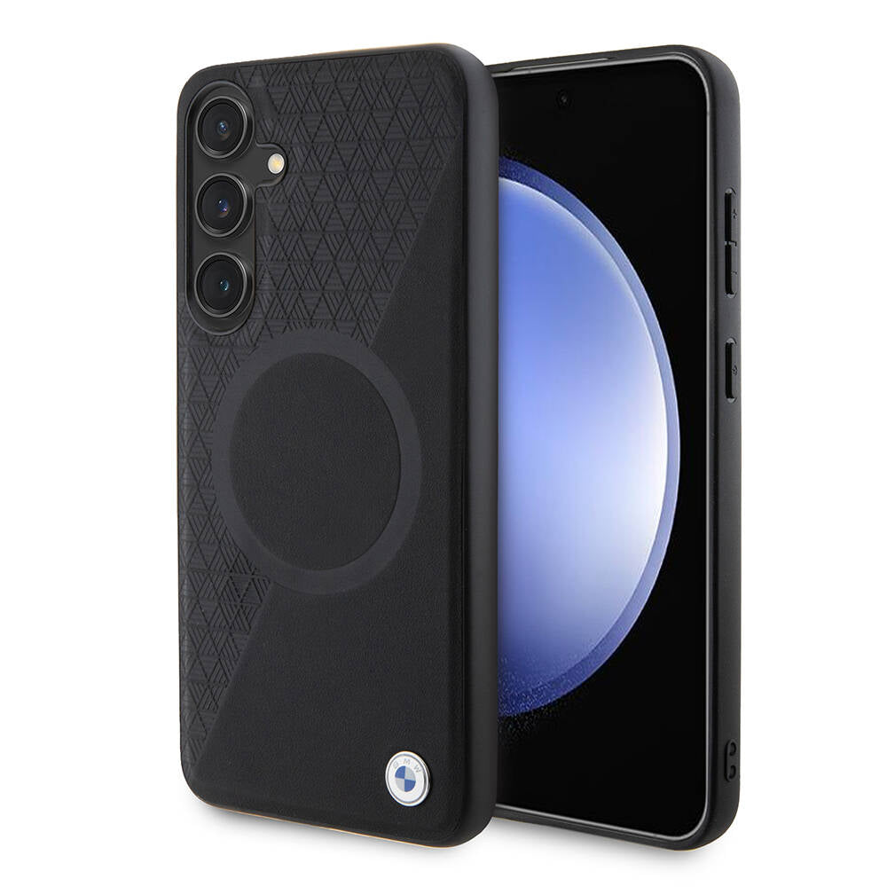 Galaxy S24 Plus Kılıf BMW Orjinal Lisanslı M-safe Şarj Özellikli Yarım Dokulu Circle Leather Kapak