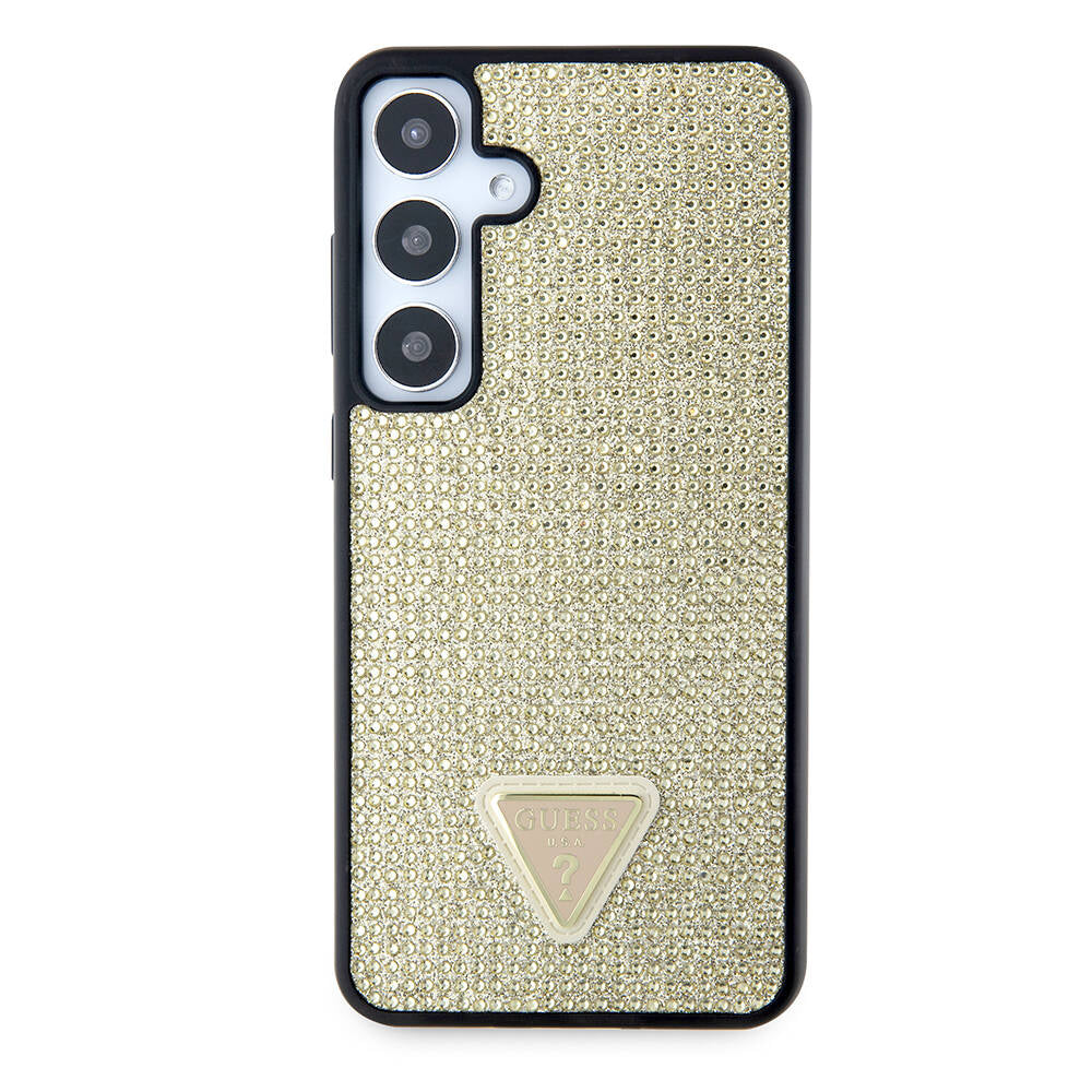 Galaxy S24 Plus Kılıf Guess Orjinal Lisanslı Taşlı Arka Yüzey Üçgen Logolu Kapak