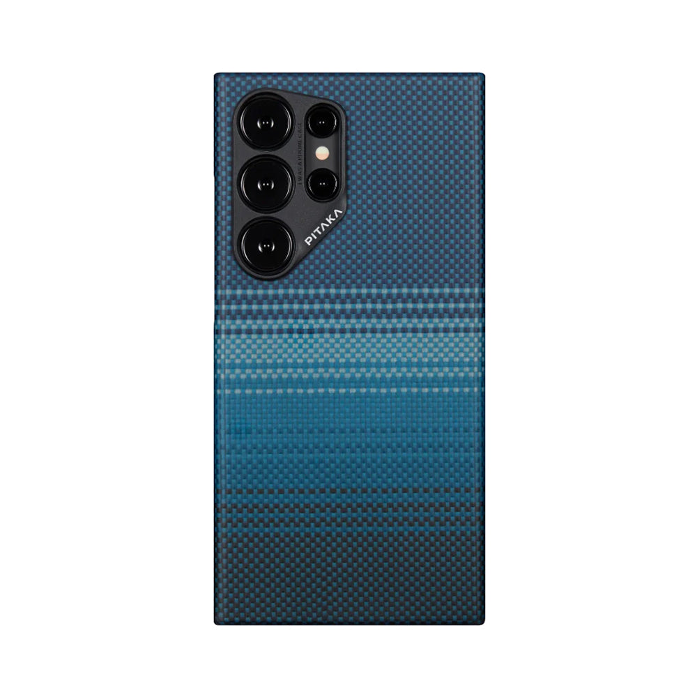 Galaxy S24 Ultra Kılıf M-safe Şarj Özellikli Aramid Fiber Pitaka Tactile Woven Sunset-Moonrise Serisi Moonrise Kapak