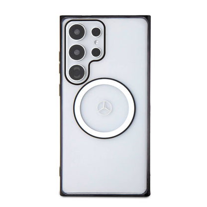 Galaxy S24 Ultra Kılıf Mercedes Benz Orjinal Lisanslı M-safe Şarj Özellikli PC TPU Transparan Black Ring Kapak