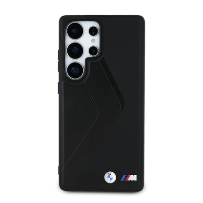 Galaxy S25 Ultra Kılıf BMW Orjinal Lisanslı M-safe Şarj Özellikli M Logolu Oversize Çizgili PU Deri Kapak
