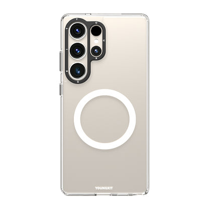 Galaxy S25 Ultra Kılıf M-safe Şarj Özellikli Cam Arka Yüzey TPU Youngkit Gemstone Serisi Kapak