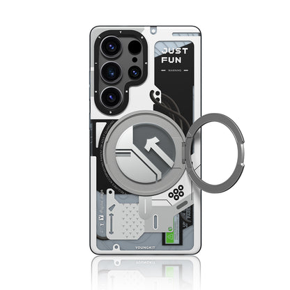 Galaxy S25 Ultra Kılıf M-safe Şarj Özellikli Youngkit 360° Standlı Starship Serisi Kapak