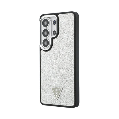 Galaxy S26 Ultra Kılıf Guess Orjinal Lisanslı M-safe Şarj Özellikli Metal Kamera Çerçeveli Üçgen Logolu Glitter Kapak