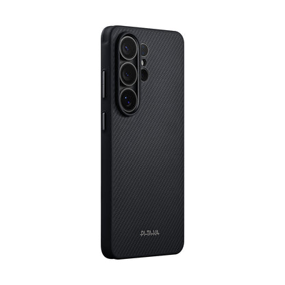 Galaxy S26 Ultra Kılıf M-safe Şarj Özellikli 600D Aramid Fiber Pitaka Cairn Serisi Black-Grey Twill Kapak