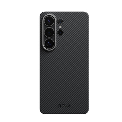 Galaxy S26 Ultra Kılıf M-safe Şarj Özellikli 600D Aramid Fiber Pitaka Ultra-Slim Classic Serisi Black-Grey Twill Kapak