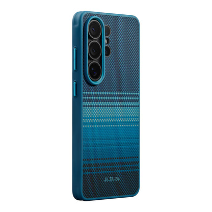 Galaxy S26 Ultra Kılıf M-safe Şarj Özellikli Pitaka Tactile Woven Sunset-Moonrise Aramid Cairn Serisi Kapak