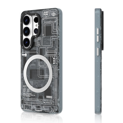 Galaxy S26 Ultra Kılıf M-safe Şarj Özellikli Youngkit 360 Derece Standlı Technology Serisi Kapak