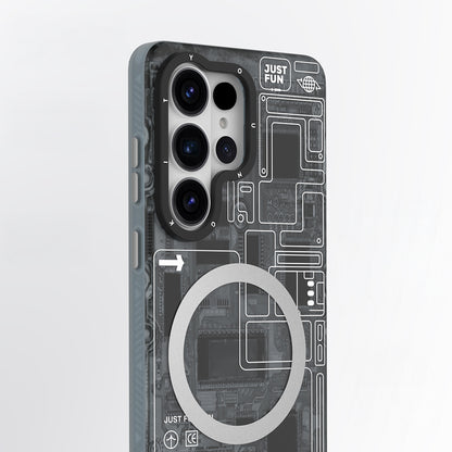 Galaxy S26 Ultra Kılıf M-safe Şarj Özellikli Youngkit 360 Derece Standlı Technology Serisi Kapak