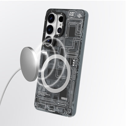 Galaxy S26 Ultra Kılıf M-safe Şarj Özellikli Youngkit 360 Derece Standlı Technology Serisi Kapak