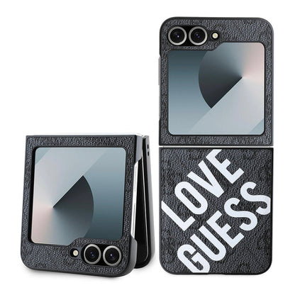 Galaxy Z Flip 6 Kılıf Guess Orjinal Lisanslı M-safe Şarj Özellikli Love Guess Printing Kapak