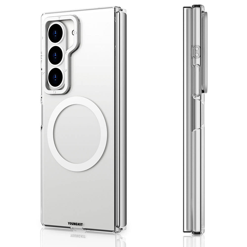 Galaxy Z Fold 6 Kılıf M-safe Şarj Özellikli Şeffaf Youngkit Crystal Shield Serisi Kapak