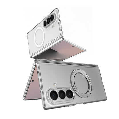 Galaxy Z Fold 7 Kılıf M-safe Şarj Özellikli Transparan Sert PC Wlons Pita Standlı Kapak