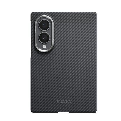 Galaxy Z Fold 8 Kılıf M-safe Şarj Özellikli 600D Aramid Karbon Fiber Pitaka Edge Serisi Black-Grey Twill Kapak