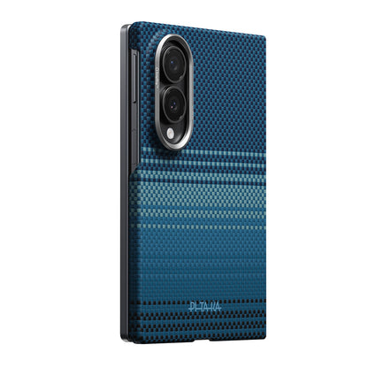 Galaxy Z Fold 8 Kılıf M-safe Şarj Özellikli Aramid Karbon Fiber Pitaka Tactile Woven Sunset-Moonrise Serisi Kapak