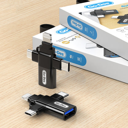 Go Des GD-CT196 4in1 Type-C+Lightning+Micro+USB3.0 OTG Dönüştürücü Adaptör