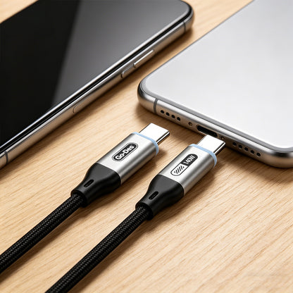 Go Des GD-UC685 Type-C to Type-C Örgü Tasarımlı Hızlı Şarj Özellikli Data ve Şarj Kablosu 140W 1.8M