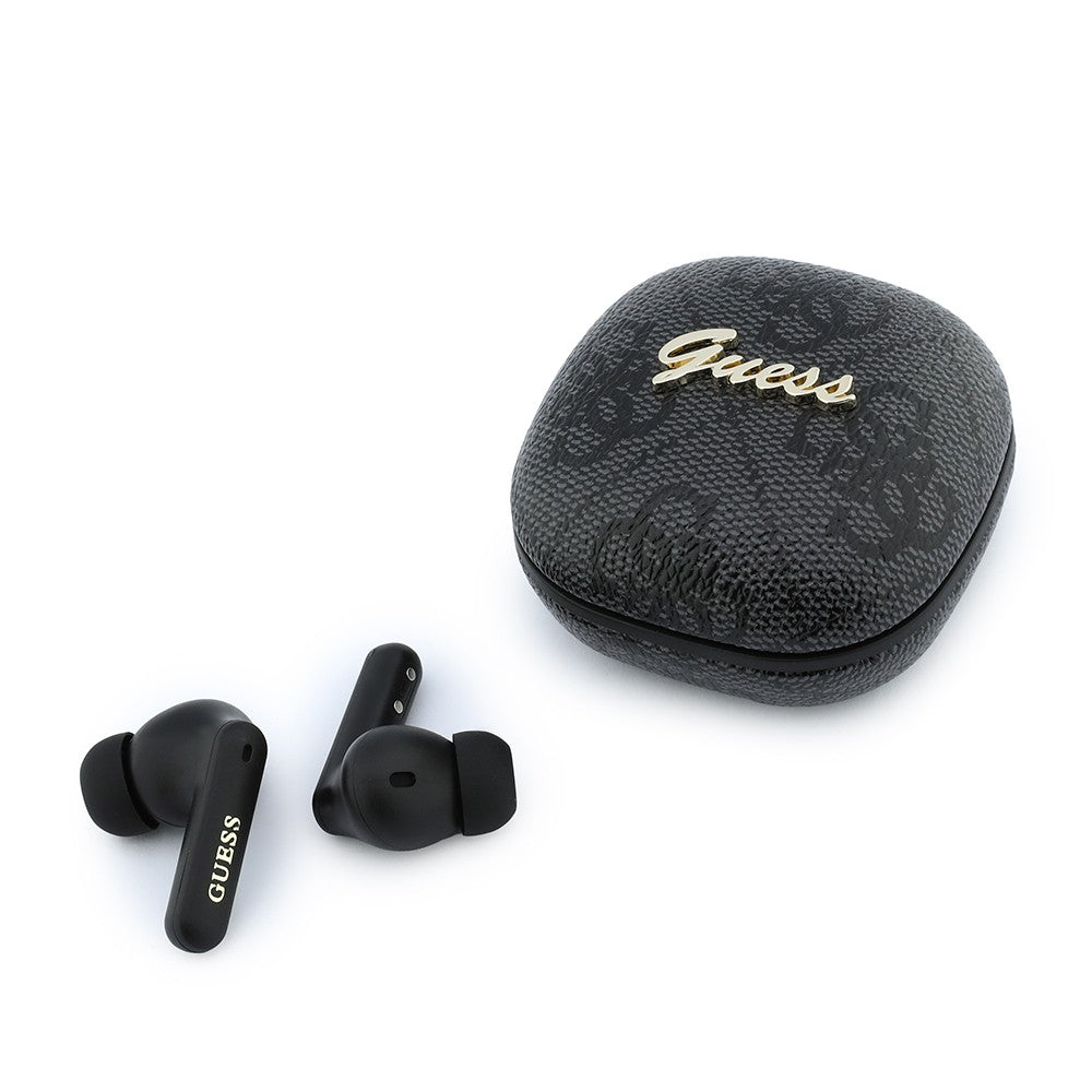Guess Orjinal Lisanslı 4G Desenli Metal Yazı Logolu Kulak içi TWS Kulaklık ve Kulak Üstü Kulaklık 2in1 Set