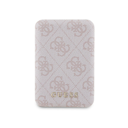 Guess Orjinal Lisanslı Dijital Led Göstergeli PU Deri 4G Desenli Metal Yazı Logolu Powerbank 5000mAh 15W