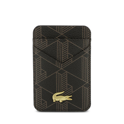 Lacoste Orjinal Lisanslı 2 Hazneli PVC Karışık Monogram Desenli Magnetik Kartlık