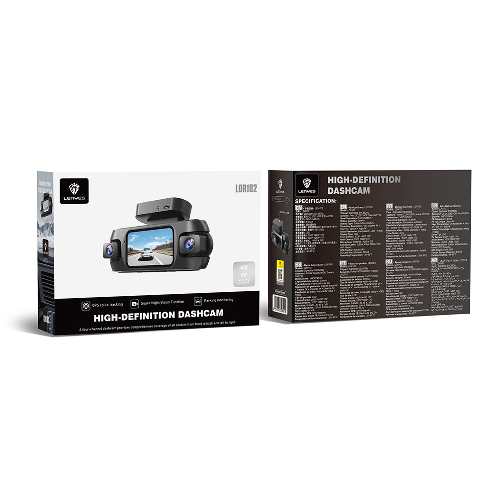 Lenyes LDR102 4K Ultra HD Wifi Destekli Akıllı Ön ve Arka Araç Kamerası