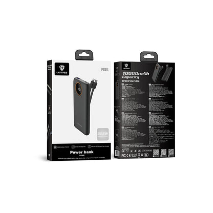 Lenyes P851L Dijital LED Göstergeli Type-C ve Lightning Kablolu Powerbank 22.5W 10000mAh