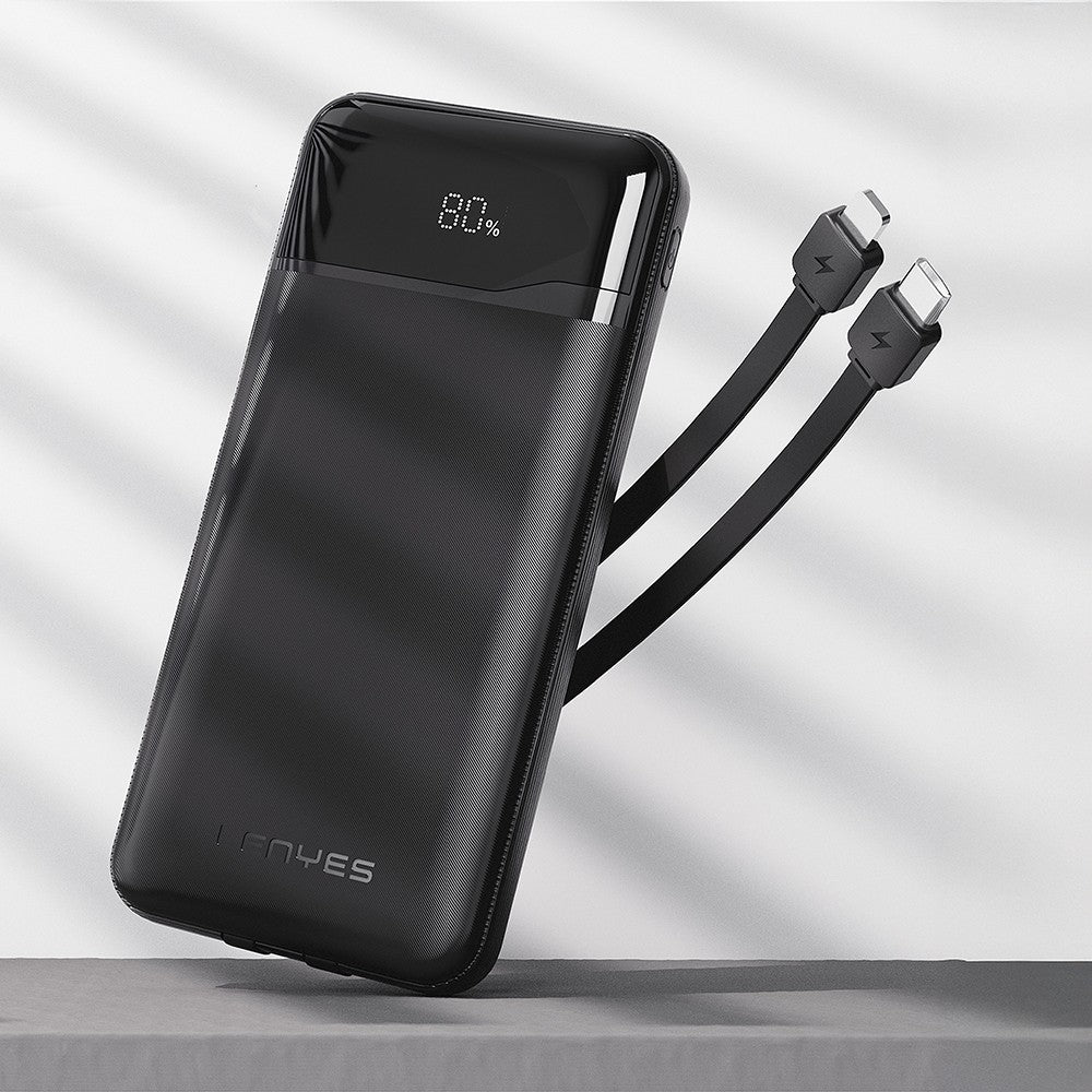 Lenyes PX180D Dijital LED Ekranlı Type-C ve Lightning Kablolu Powerbank 22.5W 10.000mAh